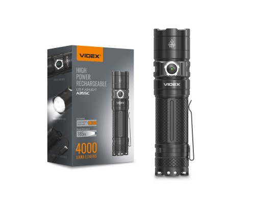 Портативний світлодіодний фонарик VIDEX VLF-А355C 4000Lm 5000K Портативний світлодіодний фонарик VIDEX VLF-А355C 4000Lm 5000K