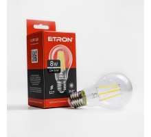 Лампа світлодіодна Led ETRON 8W 4200K Filament A60 E27 прозоре скло 1-EFP-110