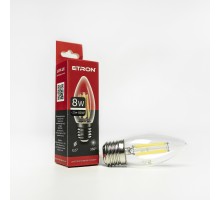 Лампа світлодіодна Led ETRON 8W 4200K Filament C37 E27 прозоре скло 1-EFP-120