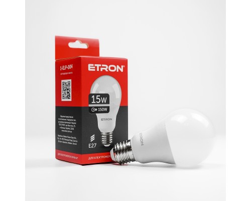 Лампа світлодіодна Led ETRON 15W 4200K Light A65 E27 1-ELP-004