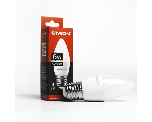 Лампа світлодіодна Led ETRON 6W 4200K Light C37 E27 1-ELP-026