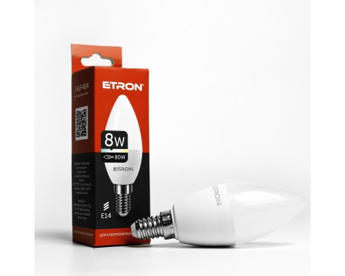 Лампа світлодіодна Led ETRON 8W 4200K Light C37 E14 1-ELP-024 Лампа світлодіодна Led ETRON 8W 4200K Light C37 E14 1-ELP-024