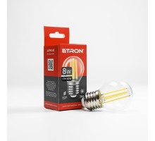 Лампа світлодіодна Led ETRON 8W 4200K Filament G45 E27 прозоре скло 1-EFP-142