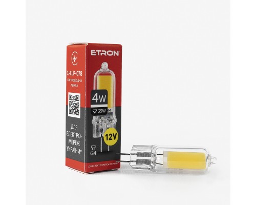 Лампа світлодіодна Led ETRON 4W 4200K Light Glass G4 12V 1-ELP-078