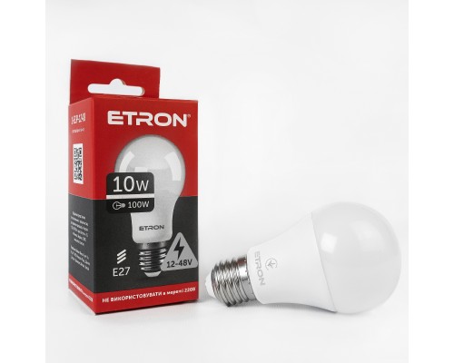 Лампа світлодіодна Led ETRON 10W 4200K Light A60 E27 12-48V 1-ELP-1248