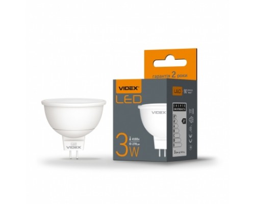 Лампа світлодіодна LED VIDEX 3W 4100K MR16e GU5.3 VL-MR16e-03534