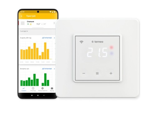 Регулятор температур (тепла підлога) 16А terneo sx (wi-fi) білий