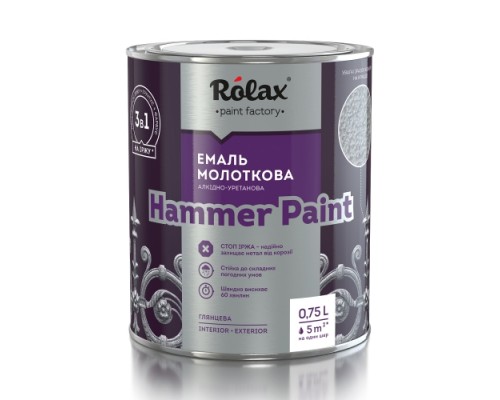 Емаль молоткова 2л ROLAX Hammer Paint 304 Сіра