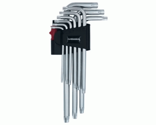 Набір ключів Г- подібних 9 одиниць TORX з отвором Т-10-50 HAISSER 48114