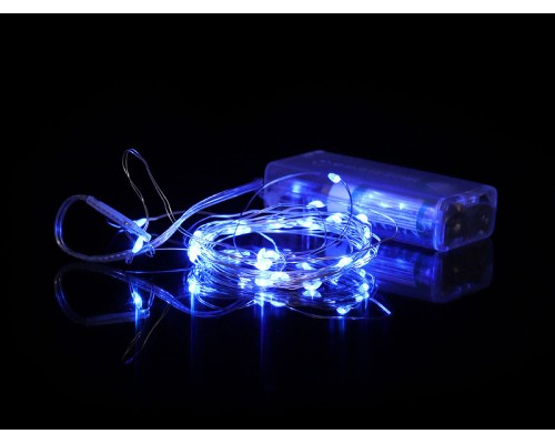 Гірлянда мідний провід (синій) 3м на батарейках АА*2 / 8400