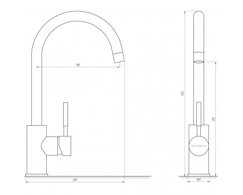 Змішувач для кухні Globus Lux LAZER GLLR-0203S-11-GRAPHITE