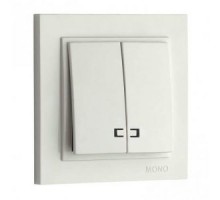Вимикач 2-х клавішний Mono Electric DESPINA з підсвіткою білий 102-190025-103