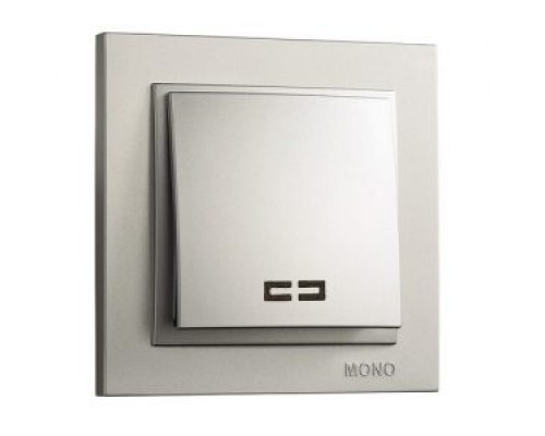 Вимикач 1-но клавішний Mono Electric DESPINA з підсвіткою срібло 102-212125-101