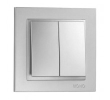 Вимикач 2-х клавішний Mono Electric DESPINA срібло 102-212125-102