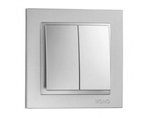 Вимикач 2-х клавішний Mono Electric DESPINA срібло 102-212125-102