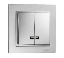 Вимикач 2-х клавішний Mono Electric DESPINA з підсвіткою срібло 102-212125-103