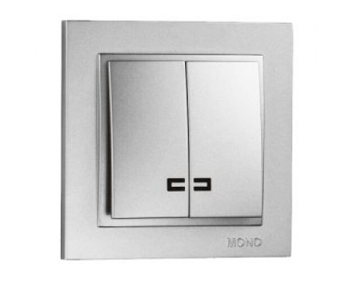 Вимикач 2-х клавішний Mono Electric DESPINA з підсвіткою срібло 102-212125-103