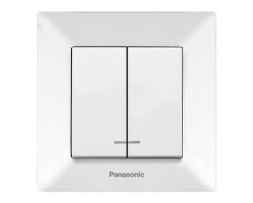 Вимикач 2-х клавішний Panasonic Arkedia Slim білий з підсвіткою 0010-2WH-UA