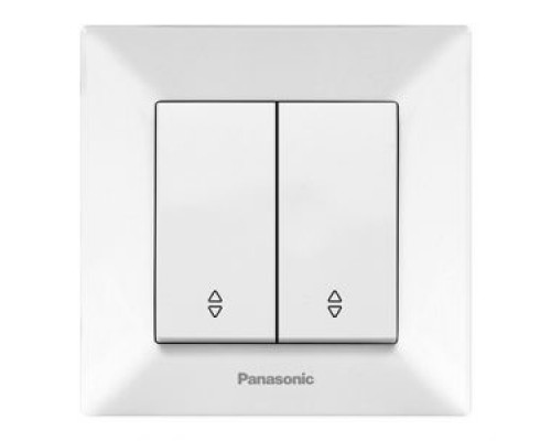 Вимикач 2-х клавішний Panasonic Arkedia Slim білий прохідний WNTC0011-2WH-UA