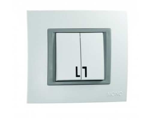 Вимикач 2-х клавішний Mono Electric MONTE білий з підсвіткою 105-010101-103