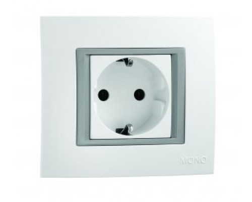 Розетка 1-на з заземлення Mono Electric MONTE біла 105-010107-117 Розетка 1-на з заземлення Mono Electric MONTE біла 105-010107-117