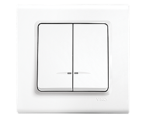 Вимикач двоклавішний Viko Linnera з підсвічуванням білий 90400050