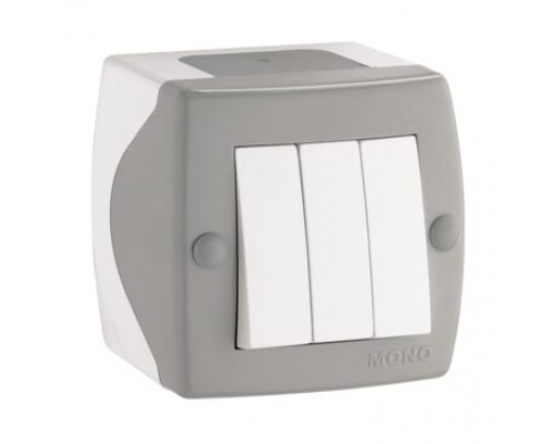Вимикач 3-х клавішний Mono Electric OCTANS сірий 104-020001-114