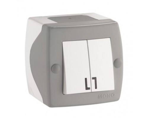 Вимикач 2-х клавішний Mono Electric OCTANS сірий 104-020001-102