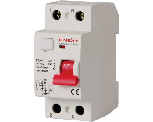 Вимикач диф.струму E.NEXT 2р 25А 30мА s034001