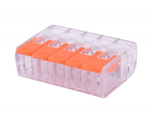 Клемна колодка з натискним важелем прозора 5 отворів /0660103