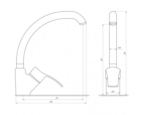 Змішувач для кухні Globus Lux GLQU-0103S-BIG ST STEEL D40