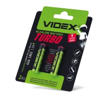 Батарейка VIDEX Turbo LR03/AAА 4pcs SHRINK CARD (20/360) блістер