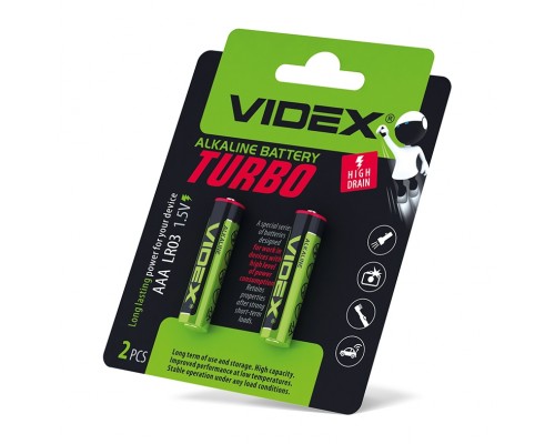 Батарейка VIDEX Turbo LR03/AAА 4pcs SHRINK CARD (20/360) блістер