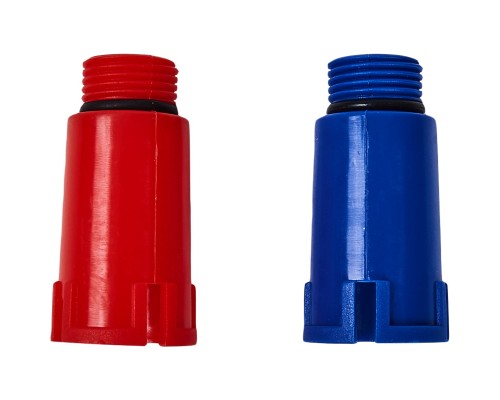 ПЕ Заглушка різьбова ЗР 1/2 тимчасова синя/червона пара