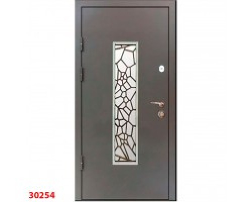 Двері вхідні Мет/МДФ 120*205L P29 Горіх темний скло+ ковка