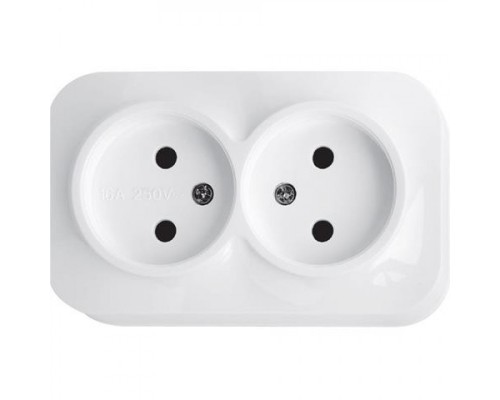 Розетка, 2-на, без з/к, біла HOROZ EVA 1120030002