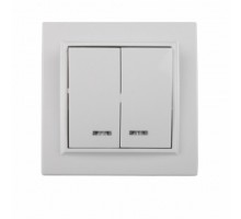 Вимикач 2-х клавішний Electro House Enzo білий з підсвіткою ЕН-2104