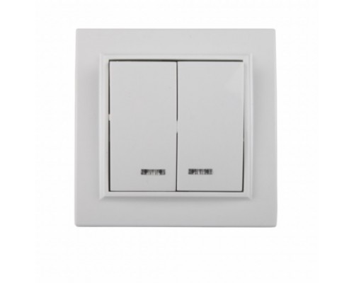 Вимикач 2-х клавішний Electro House Enzo білий з підсвіткою ЕН-2104