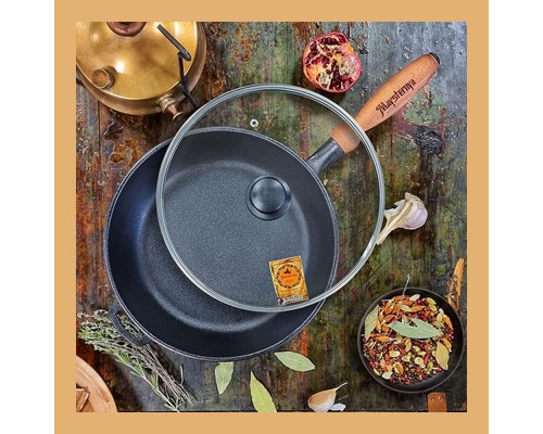 Сковорода чавунна Maysternya 28*6см зі скляною кришкою Т204С3Ук