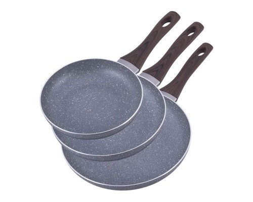 Набір сковород (Ø20см, Ø24см, Ø28см) з антипригарним покриттям Grey marble з алюмінію 4116