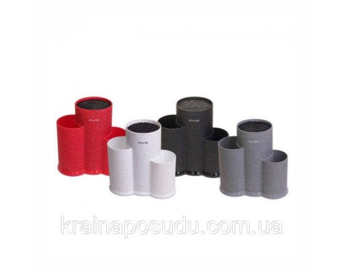 Підставка потрійна для ножів та кухонного приладдя 22см чорний бiлий сiрий червоний мрамур 7608