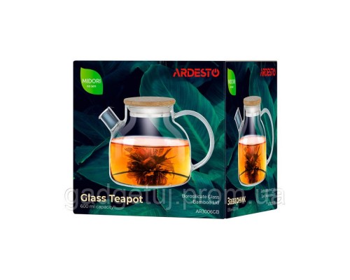 Заварник Ardesto Midori 600мл боросилікатне скло бамбук AR3006GB Заварник Ardesto Midori 600мл боросилікатне скло бамбук AR3006GB