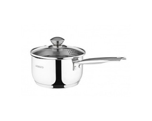 Ківш з носиком для зливу з скляною кришкаою  1,8л нержавіюча сталь AR2818SS  Ardesto Gemini