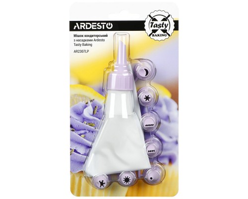 Мішок кондитерський пластиковий з насадками ліловий Ardesto Tasty baking AR2307LP Мішок кондитерський пластиковий з насадками ліловий Ardesto Tasty baking AR2307LP