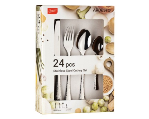 Набір столових приборів Ardesto Gemini Hammered 24 пр., н/ж сталь AR1924HS