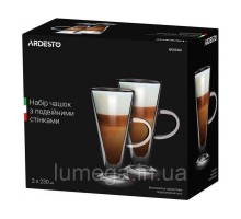 Набір чашок з ручками "Ardesto" з подв.ст. 230мл H 15,8см 2 од. б/с скло AR2623GH