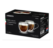 Набір чашок з ручками "Ardesto" з подв.ст. 250мл H 8,2см 2 од. б/с скло AR2625GH