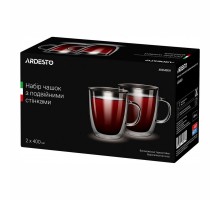 Набір чашок з ручками "Ardesto" з подв.ст. 400мл H 11,2см 2 од. б/с скло AR2640GH