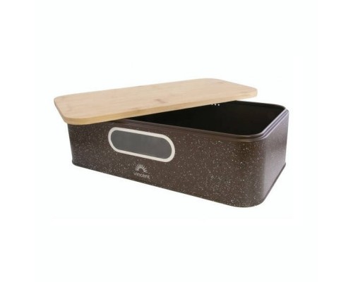 Хлібниця металева з кришкою з бамбуку 42,5x23x12,5см VC-1235 Vincent