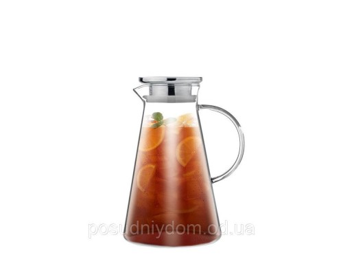 Глечик Ardesto з кришкою 1800мл б/с скло нержавіюча сталь AR2618PGN